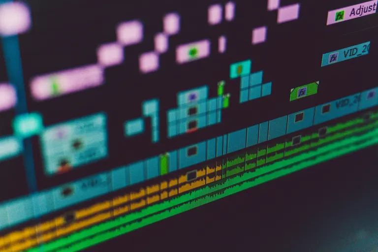 Close-up of a video editing timeline used to review and re-encode an oversized client media file